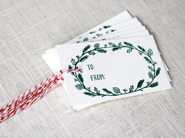 screen printed cards gift tags favor bag hand-drawn