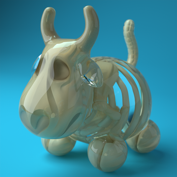 Cowly QuailStudio anatomy cow cute bone bones acrylic toy toys art 3D sculpture prototype Zbrush Maxwell amaury Amaury Lemal Quail Studio vinyl toy
