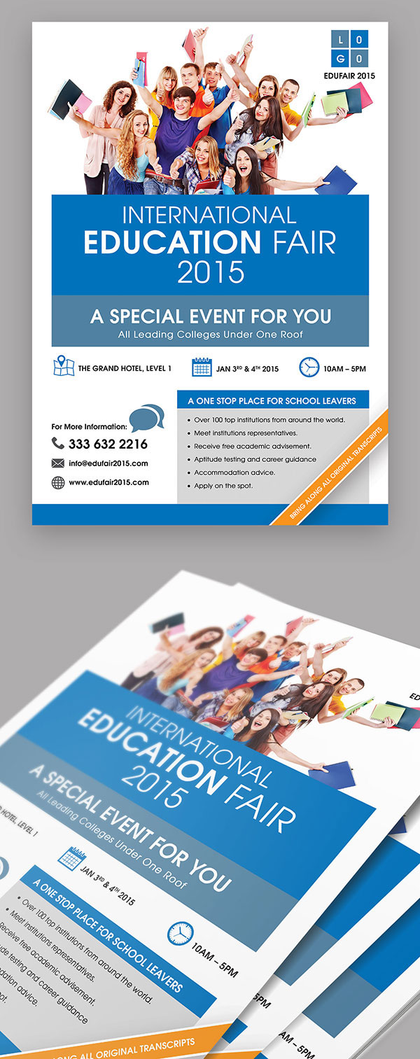 flyer brochure template Education student expo Exhibition  University modern college academic elegant job school Layout