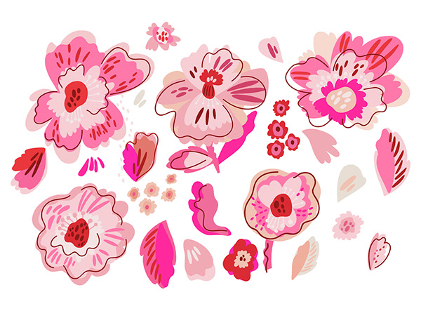 PINK ABSTRACT FLORALS