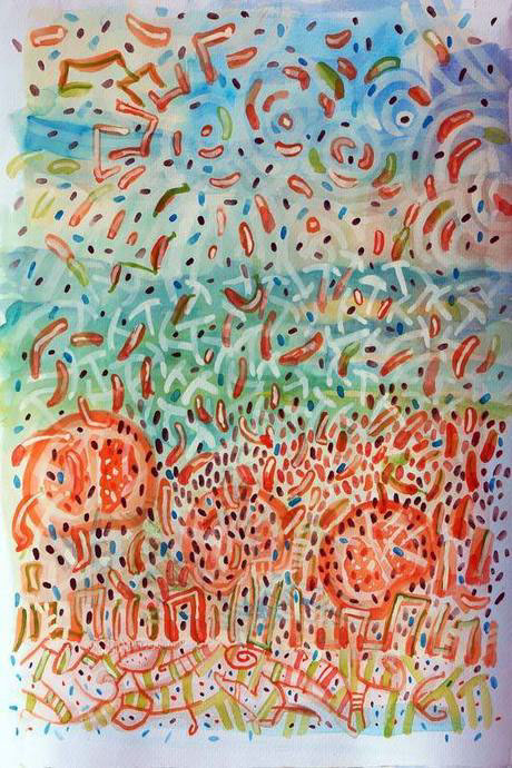 Watercolours gouache abstraction