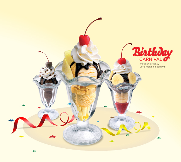 swensen's ice cream sundae Birthday Carnival cherry chocolate strawberry vanilla