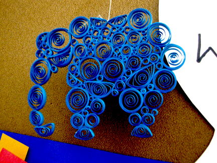 elephant animal paper quilling instillation hand-made