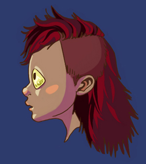 Character design red hair dumpster