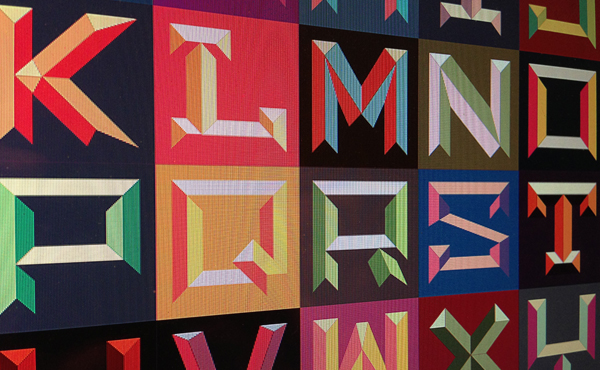 emboss letters alphabet color Colorpallet Typeface vector grid