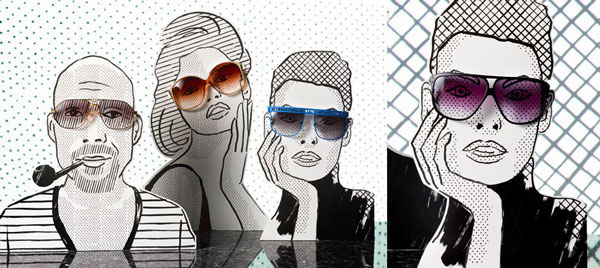 fashion illustration portrait eyewear Sunglasses black and white faces visual art frames black white