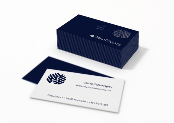 company profile logo mind odyssey die cut folder card brain brand identity blue White Greece Hellas