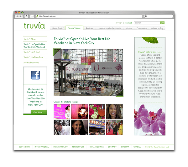 brand truvia sweetener social media recipes forum Flash cms video