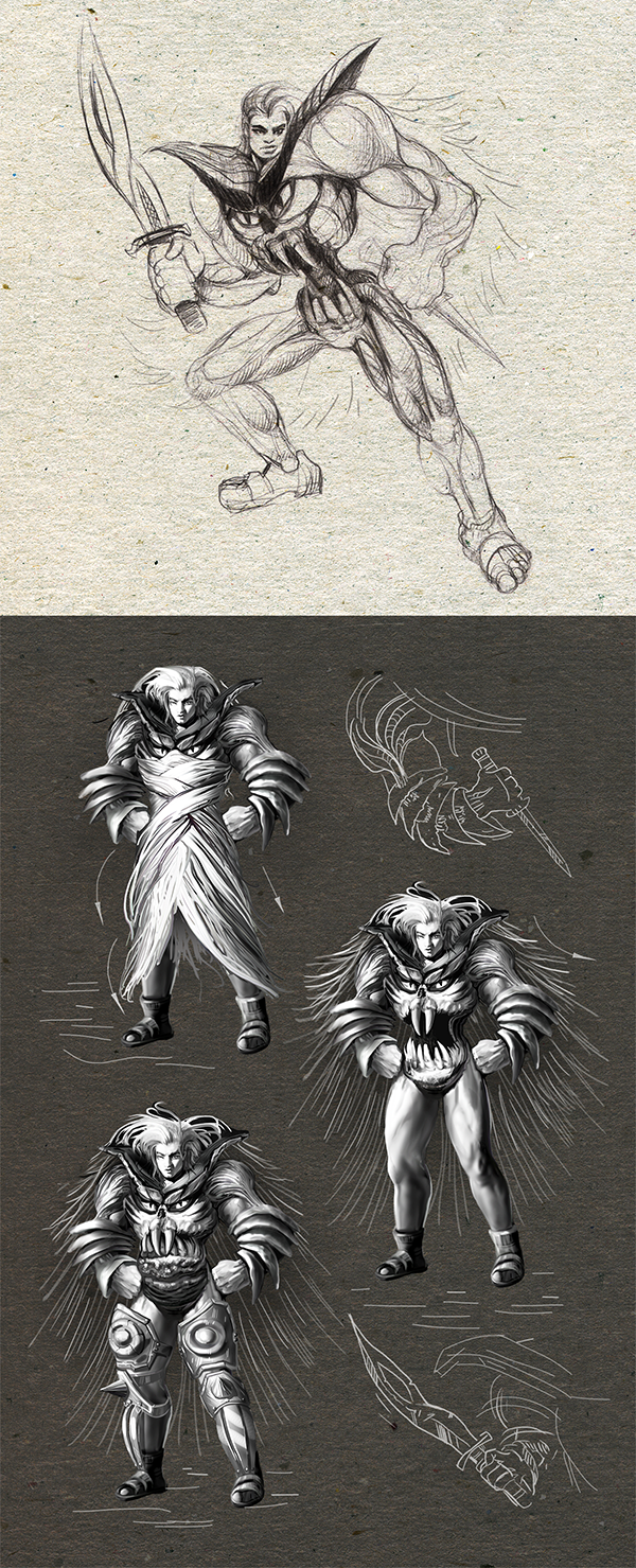 concept art online game illustrations Character digital 2d man fantasy 2D art REAVER Visual Development