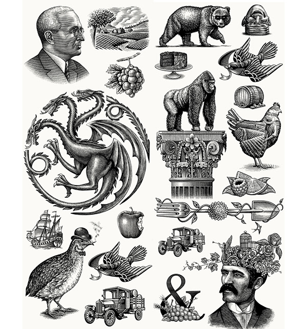 Steven Noble Engravings Illustration Collection