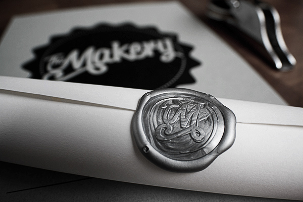 makery consultancy craft handcraft greyscale vintage wax seal black and white grey gray installation set lettering letterpress