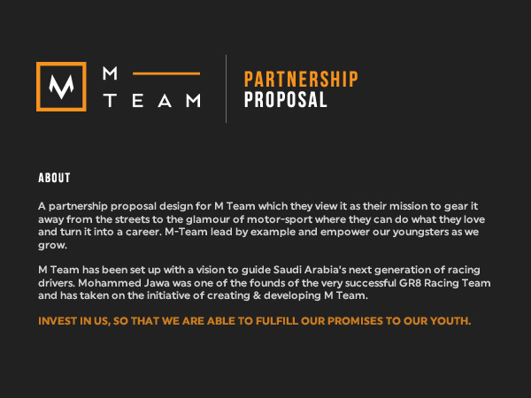 M Team Partnership Proposal Brochure Design