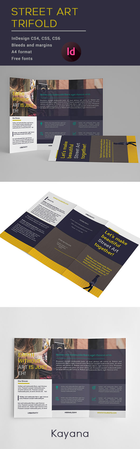 trifold tri-fold 3fold brochure a4 template print ready Multipurpose modern