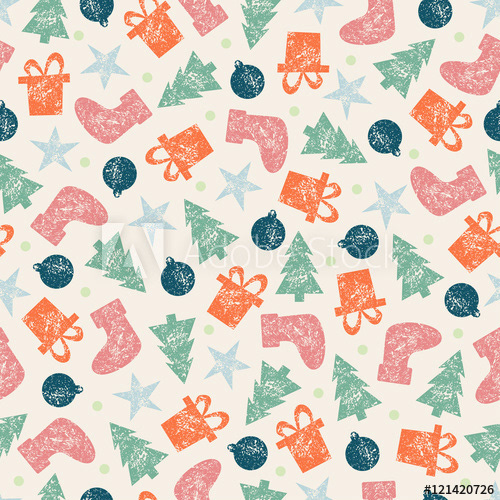 Vintage Retro Christmas Wrapping Paper Seamless Pattern on Behance