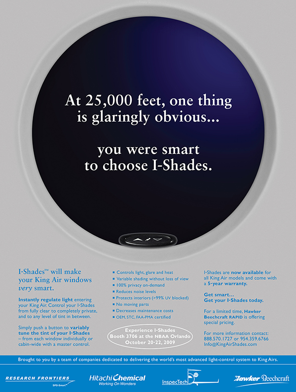 design & advertising design campaign I-Shades King Air SPD smartglass
