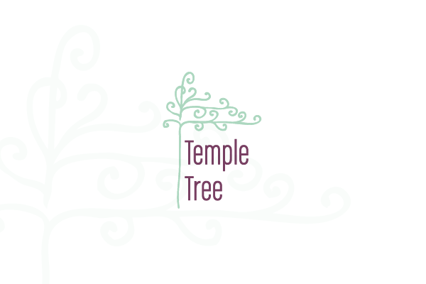 logo identity Tree  temple green violet gold aqua