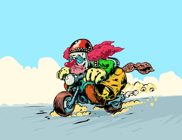 clown motorcycle speed ride