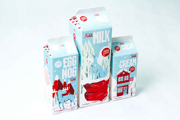 Dairy  holiday carton red blue ILLUSTRATION 