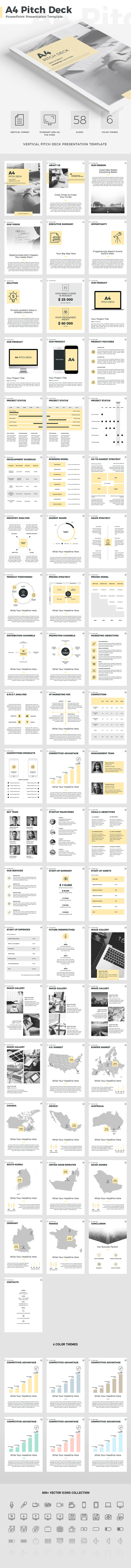pitch deck business marketing   Plan report presentation Powerpoint template a4