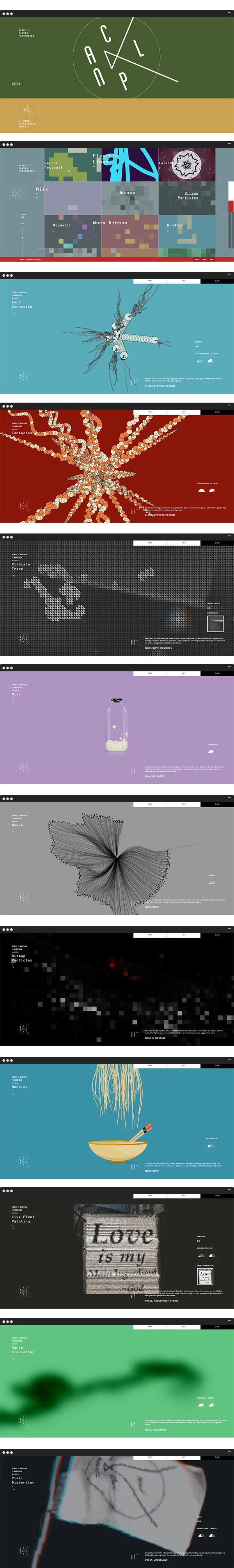 interactive html5 real-time graphic experiments animations fullscreen colorful