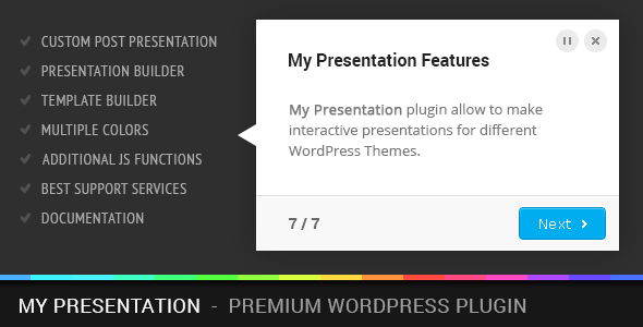 cookies custom colors custom post Custom templates front-end JavaScript modal presentation builder presentations skins tooltips wordpress plugin