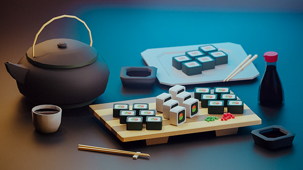 Low Poly Sushi Study