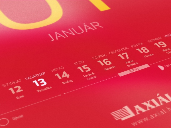axial  naptár calendar