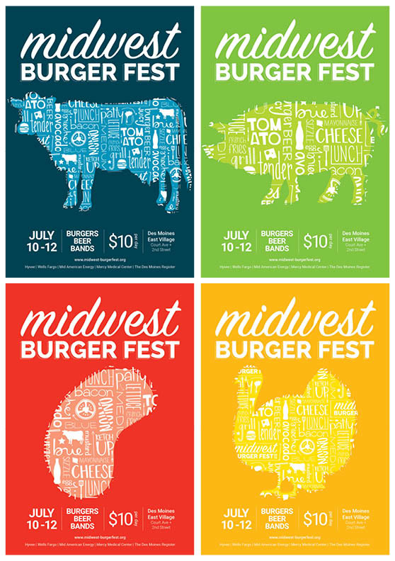 identity short term midwest burger fest branding system midwest hand drawn block printing