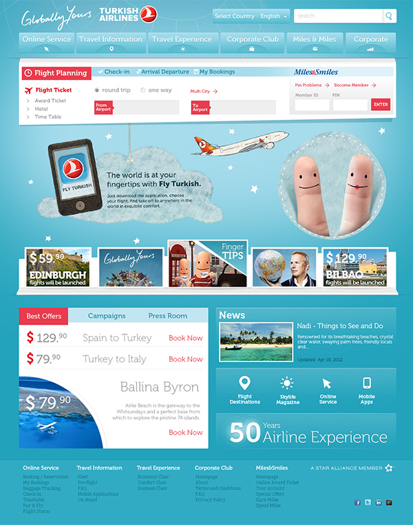 user interface Turkish Airlines airlines website ux Webdesign berkanism Concept Work