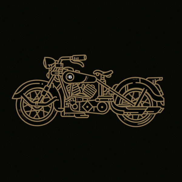 motion identity brand agency logo visual outline motocycle beetle fish black White