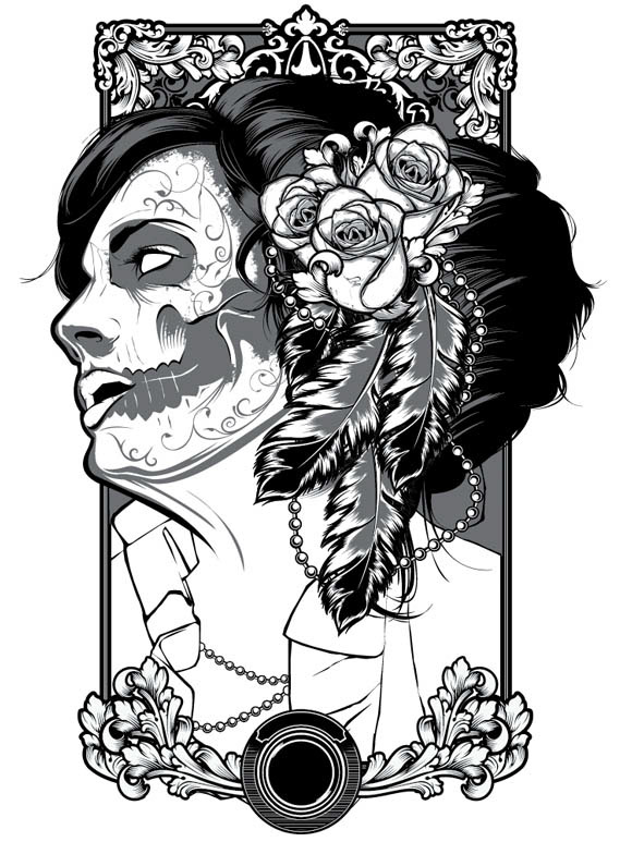Muerte vector girl woman death day of the Day of Dead