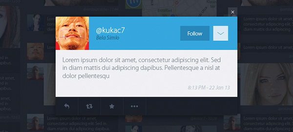 twitter redesign Web Layout Webdesign concept tweet Popup profile