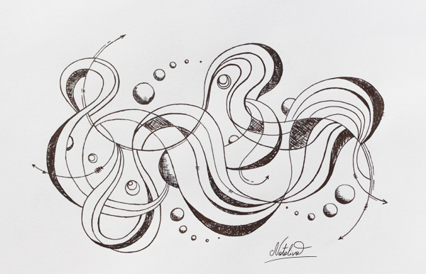 ink draw abstraction pen black shape lines Swirls artwork wall art