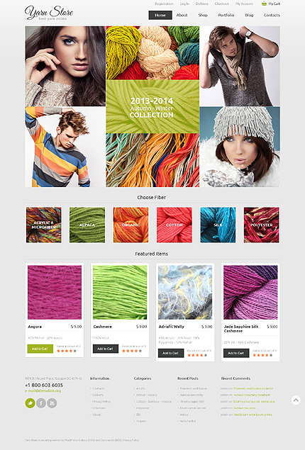 eCommerce website design Yarn Store jigoshop theme template