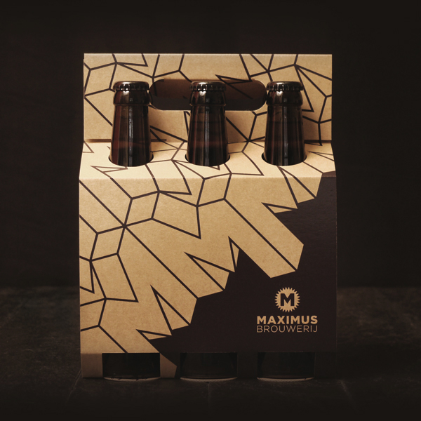 six pack 6-pack Maximus Brouwerij beer carrier  Leffe Goldstein Corrugated Board screen print Stout 8 eco design glue less  Ed van Oosterhout map