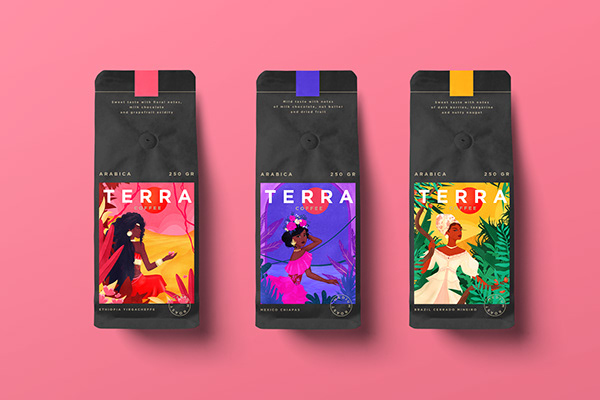 ILLUSTRATIONS FOR COFFEE PACKAGING. CONCEPT