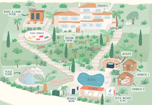 Illustrated map of a Villa