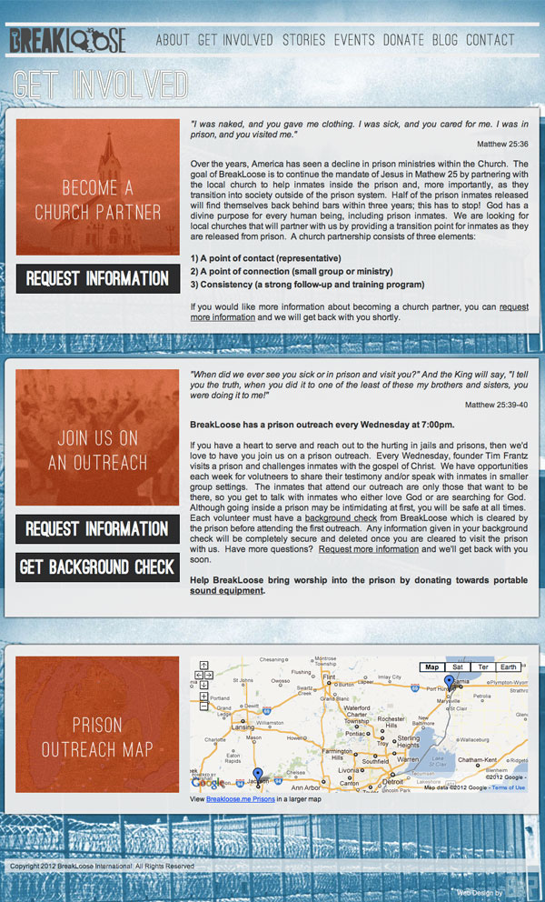 breakloose prison ministry prisons Website graphics bwr design