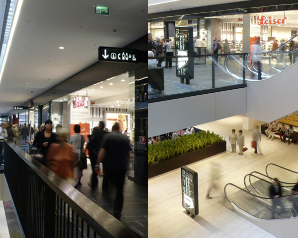 Shopping signage system wayfinding pictogram orientation shopping center dresden gourdin & müller Shopping Centre