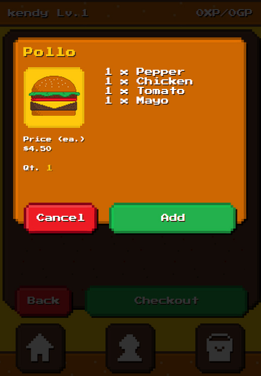 php HTML css JavaScript mysql CreateJS sandwich Food  gamification game ordering food application web app
