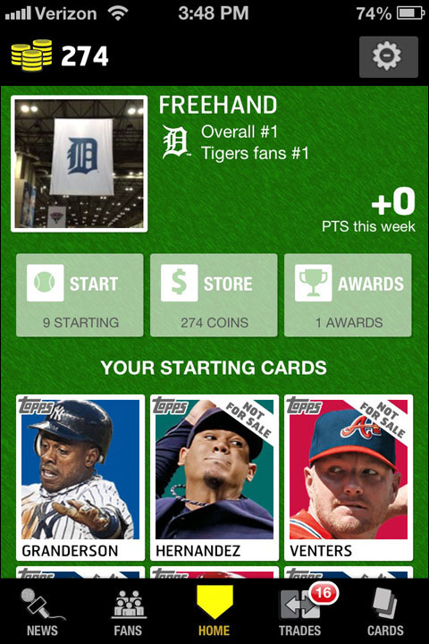 Mobile app  iOS  app baseball  fantasy Topps game  sports mobile user experience ux Games news  social  collect