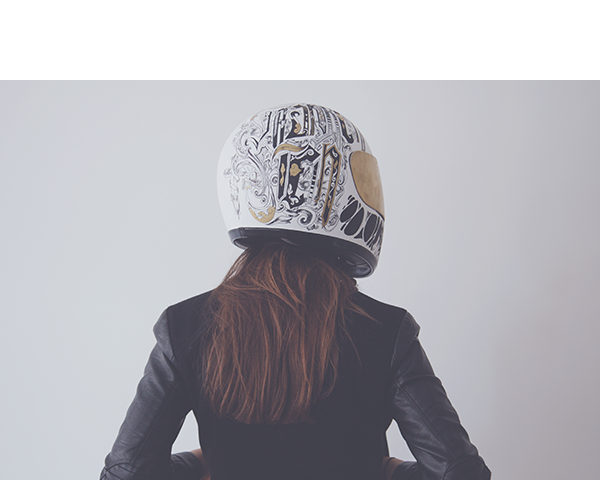 frankenstein gold Helmet motorbike girl