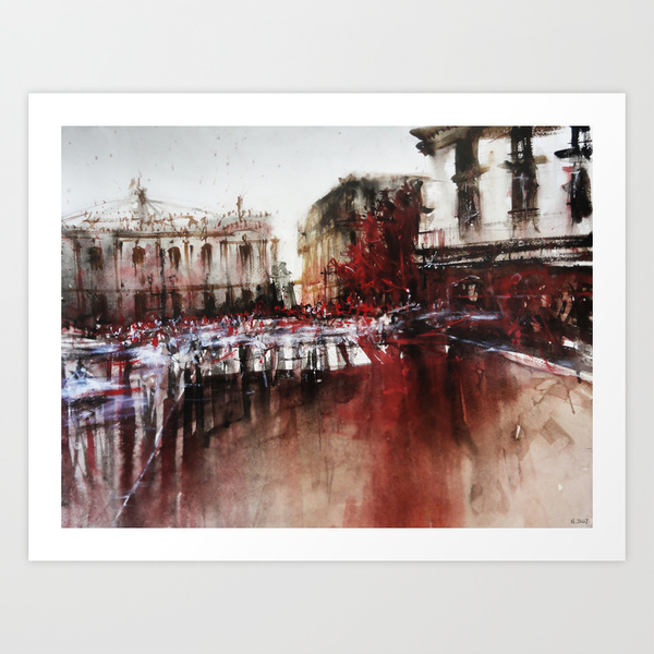 cityscapes Street streets Paris New York NY watercolor watercolour aquarelle town city