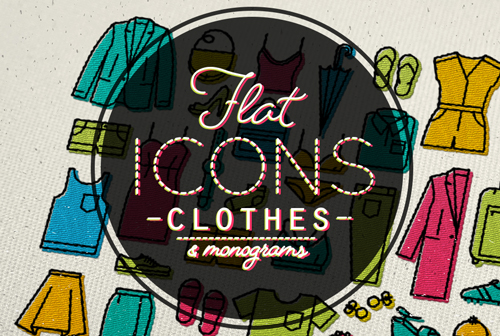 flat Icon set vector symbol jeans store design Collection Style wear beauty element sweater clothes