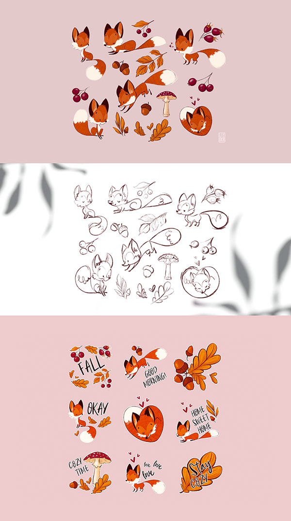 Autumn stickerpack with fox | Emoji