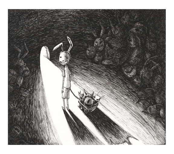 rabbit mask children's book illustration Picture book black and white