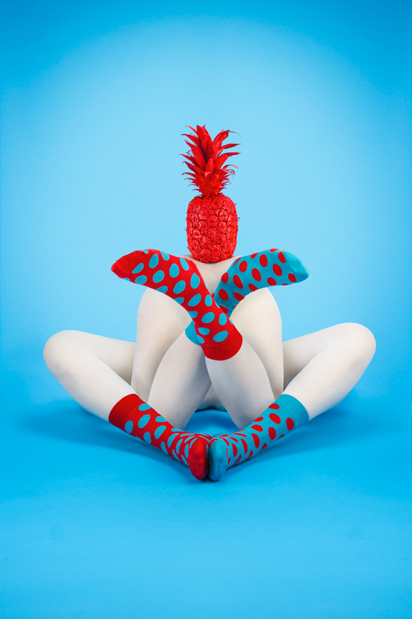 photoillustration socks odd pears surrealism ready-made balloons watermelon Fruit Pineapple