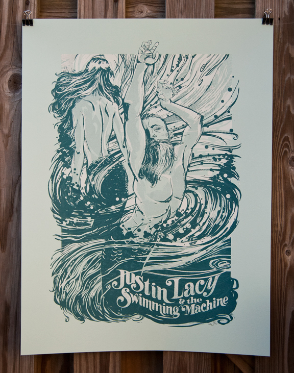 screen print band poster Swimming Machine  design
