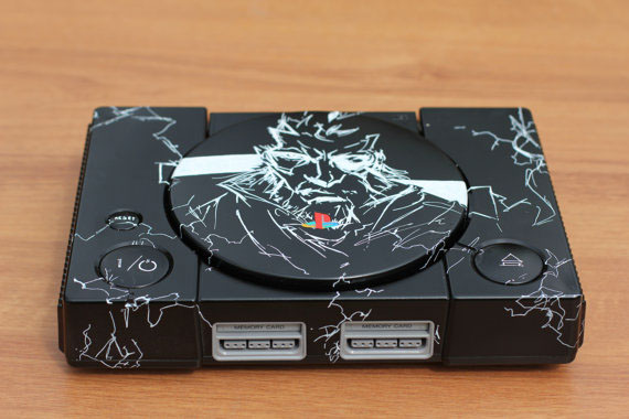 metal gear solid big boss black and white Custom Sony playstation ps1 handpainted spray paint paint job
