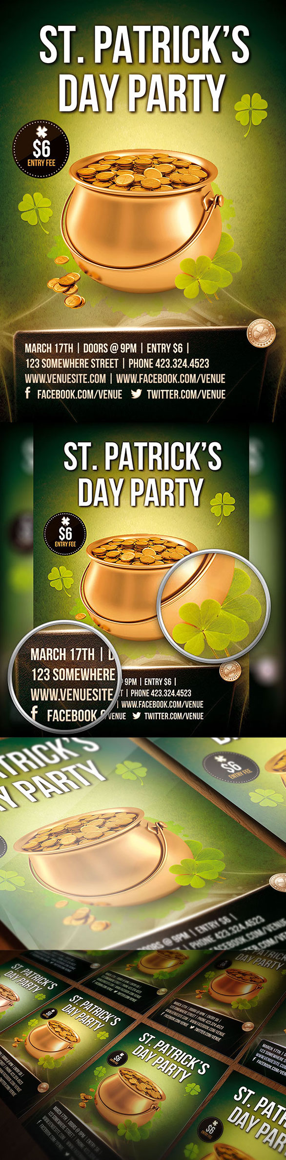 flyer St Patrick print party graphicriver xosquared